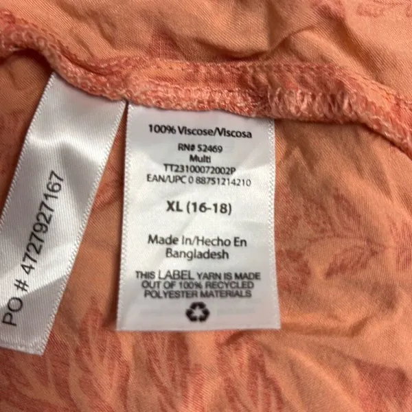 Time and Tru XL Orange Floral Print Deep V Elastic‎ Tie Waist Mini Dress Pockets - Image 7