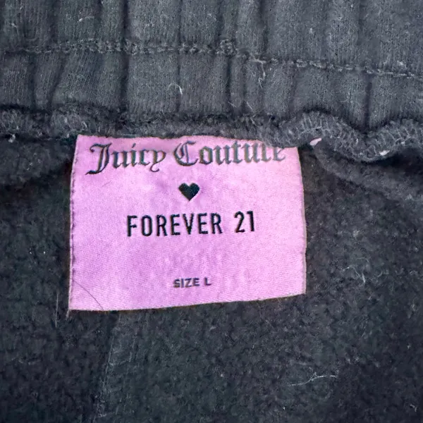 Juicy Couture Forever 21 Black Jogger Sweatpants Bling Logo Sz M/L - Image 7