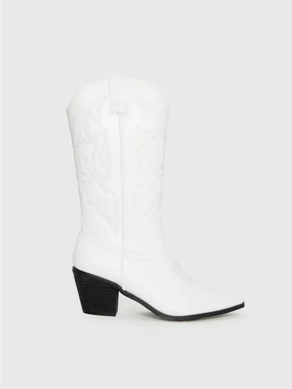 $85 Therapy Clayton Cowboy Boots White 9 - Image 6