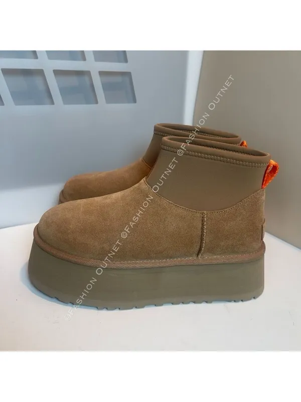 UGG Women’s Classic Mini Dipper Shearling Fur Platform boots Chestnut Sz 7 - Image 5