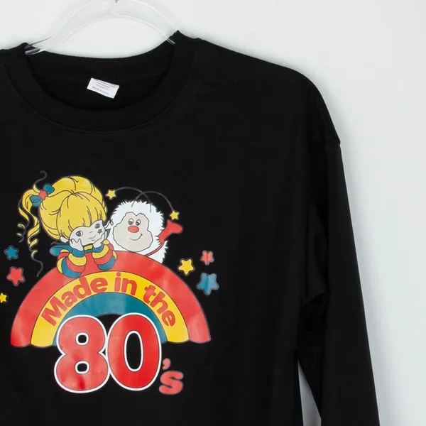 Rainbow‎ Brite Womens Graphic Pullover Sweatershirt Size M Black Retro 80s Cozy - Image 2