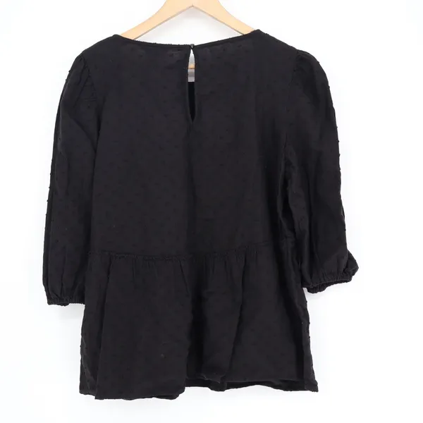 Time and Tru Womens Black Swiss Dot Peplum Top 3/4 Puff Sleeve Size M 8-10 NEW - Image 6