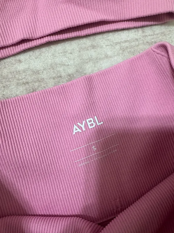 AYBL pink sports bra and shorts set top size xs shorts size S - Image 3