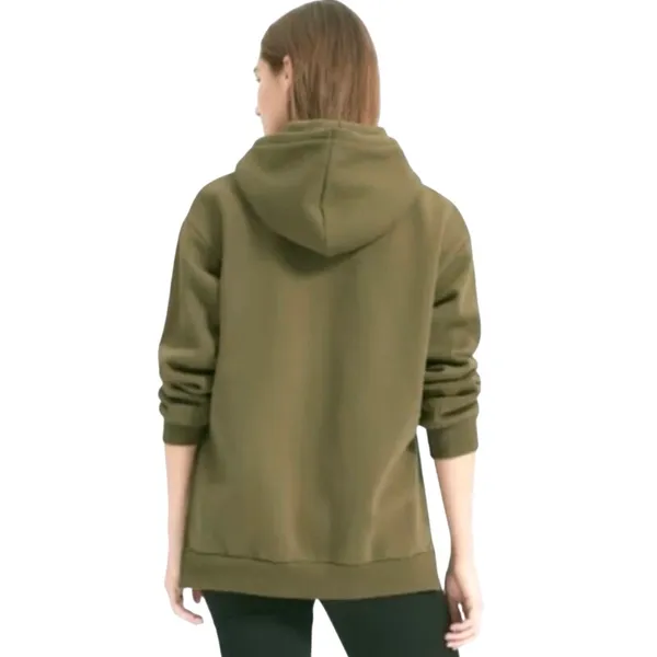 EVERLANE Women’s The French Terry Side Slit Army Green Pull On Hoodie - Image 3
