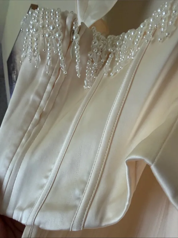 HOUSE‎ OF CB 'Aubrie' Vintage Cream Embellished Satin Corset With Sleeve NWOT S - Image 6