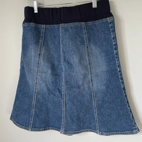 GAP Maternity Vtg. Denim Skirt Knee Length Cotton Blue Cottagecore Size XXS - Image 4