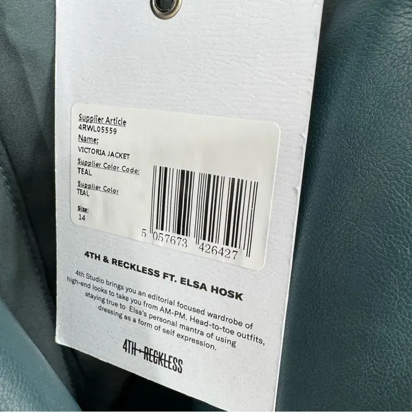 4th & Reckless PU double‎ breasted Victoria jacket in teal XL - Image 9