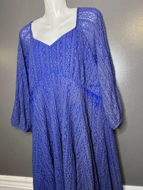 Torrid Dress Womens 2X Blue Lace Fit & Flare Mini 3/4 Sleeve Lined Party - Image 6