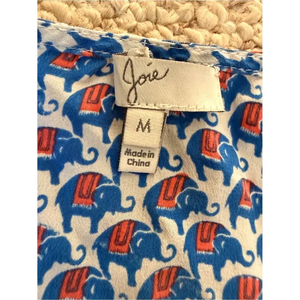 Joie 100% Silk Blue Animal Print‎ Racerback Tank Top Medium Layering Boho - Image 3