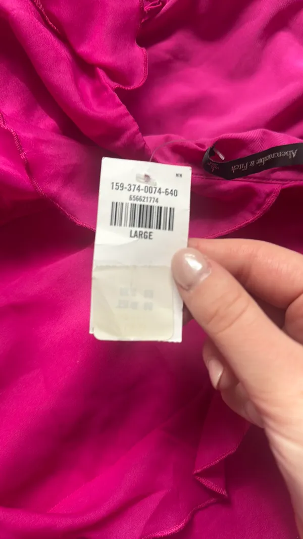 Abercrombie pink ruffle dress size large - Image 4