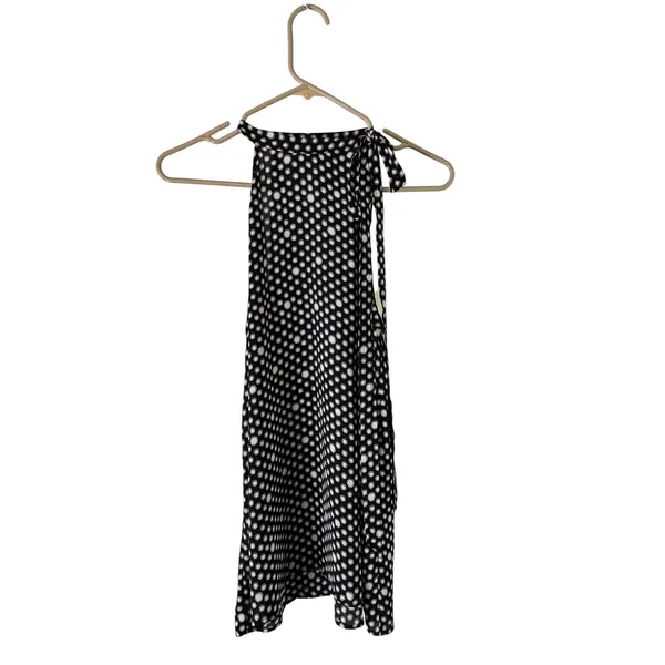 LOFT Halter Top Sleeveless Tie Neck Blouse Black White Polka Dot M‎ - Image 6