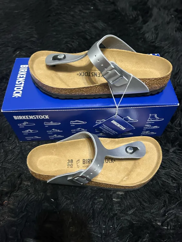 BIRKENSTOCK Gizeh silver sandals shoes women’s eur 38 new - Image 7