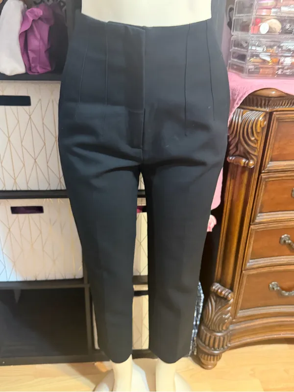ZARA High-Rise Black Cropped Tailored Pants - Image 2
