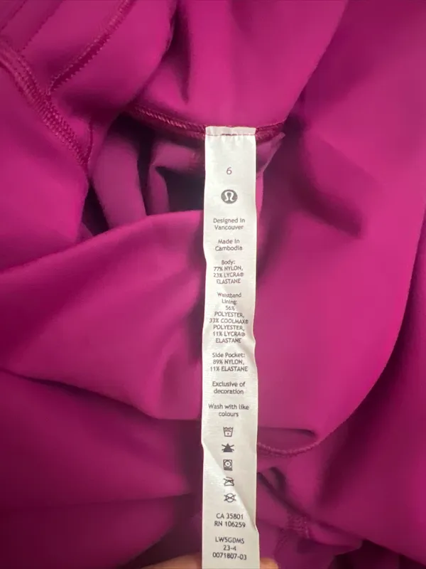 Lululemon Wunder Train HR Tight 25” * Pocket Magenta Purple MGPR Pant Sz 6 New - Image 2