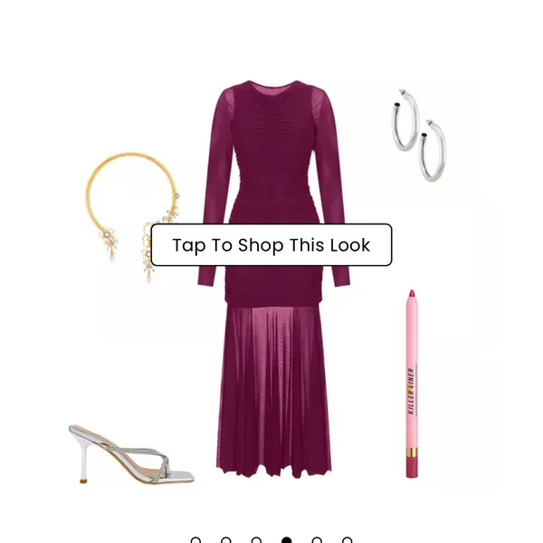 REVOLVE Long Sleeve Ruched Sheer Maxi Dress in Plum - Image 3