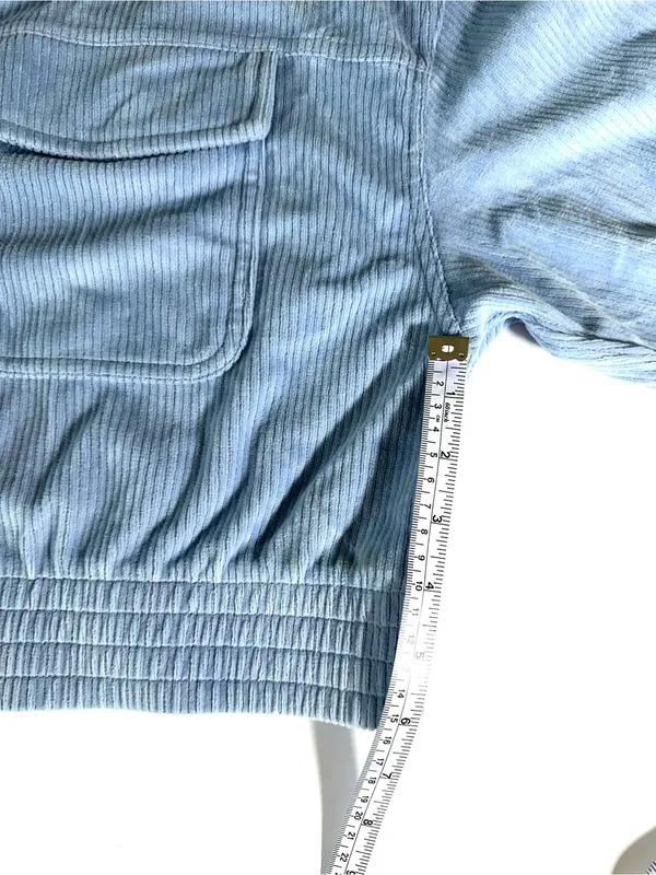 aerie Light Blue Velour Cropped Jacket Sz Small Pockets‎ and Full Zipper - Image 8