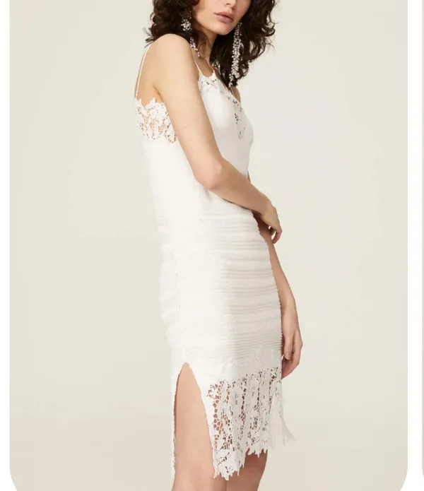 Thakoon White Lace Mini Slip Dress XS Knit Cocktail Coquette Party Designer $360 - Image 2