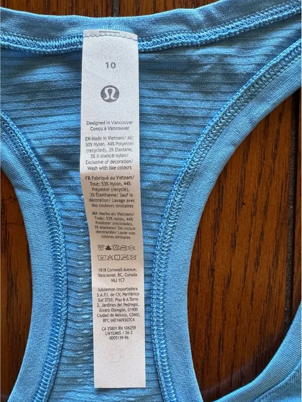Lululemon Swiftly Tech Scoopneck Tank 2.0 Race Length Ocean Wave Size 10 NWT - Image 4