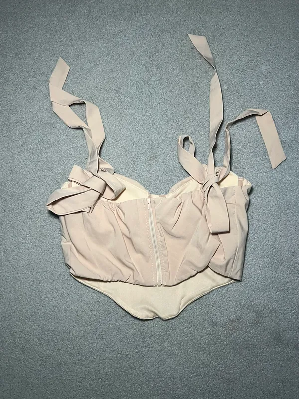 NWT Tie Shoulder Crop Bustier Bandana Cami Top - Image 4