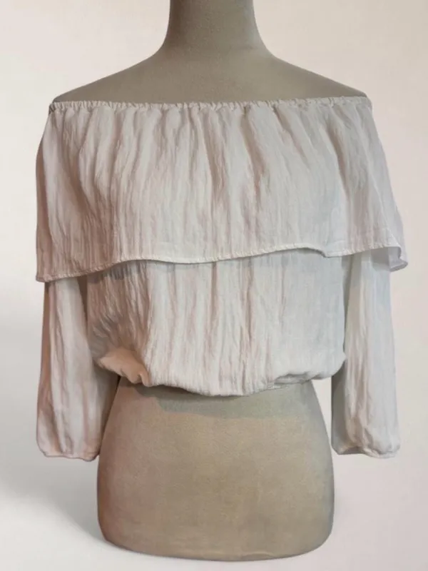 Pins and Needles White Off Shoulder Ruffle Peasant Blouse Size S - Image 3