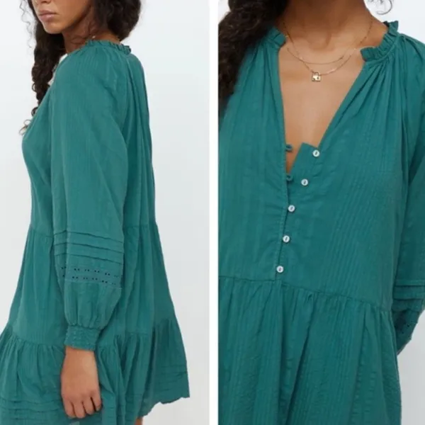 Anthropologie Carrie Tiered Tunic dress in dark green - Image 3