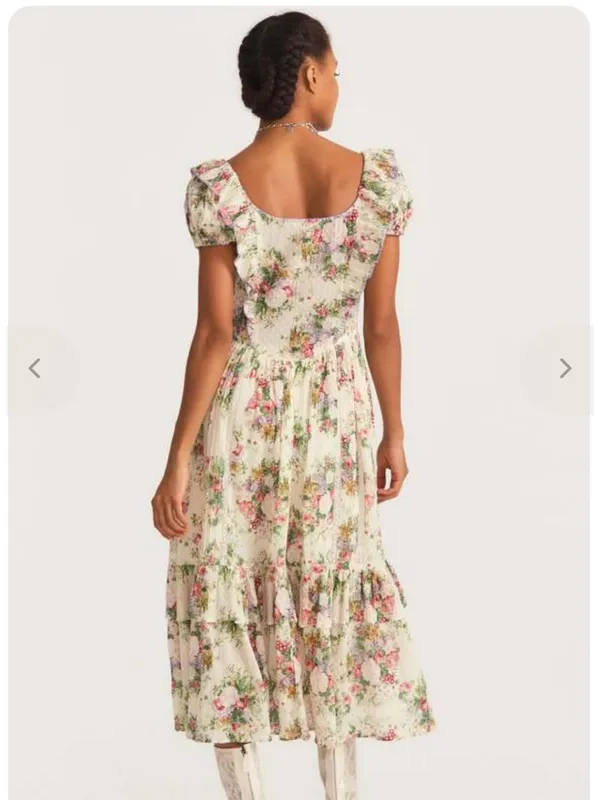 LOVESHACKFANCY EXLEY MIDI SHINNING JEMSTONE DRESS floral cottagecore lace - Image 2