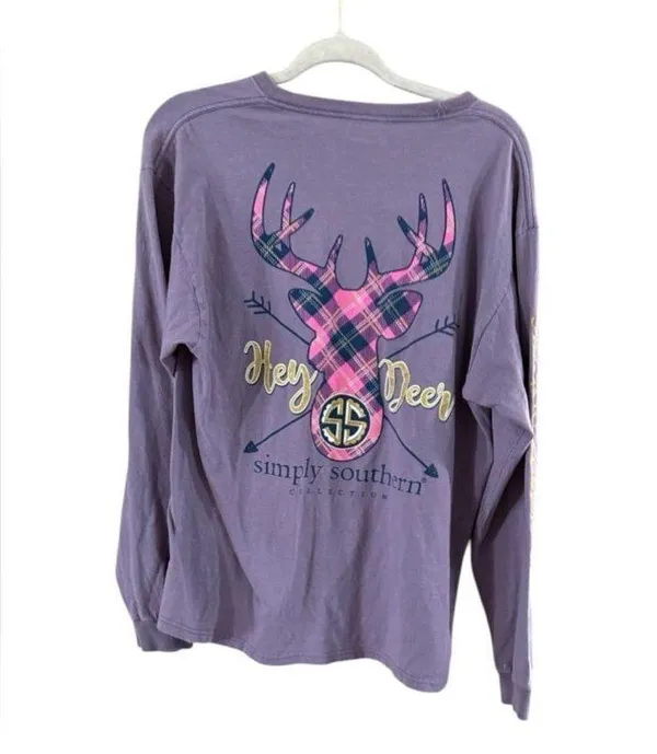 Simply southern size, large purple and gold long sleeve top - Image 9