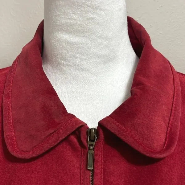 Chadwick's Jacket Red Leather Suede Full Zip Collared Moto Classic Minimalist XL - Image 8