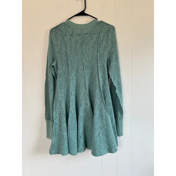 Free People coffee in the morning Lace Long Sleeve Flared Mini‎ Dress Tunic S - Image 6