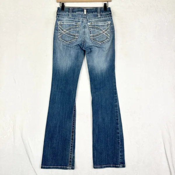 Ariat REAL Mid Rise Stretch Entwined Boot Cut Jeans Size 27 Western Rodeo - Image 2