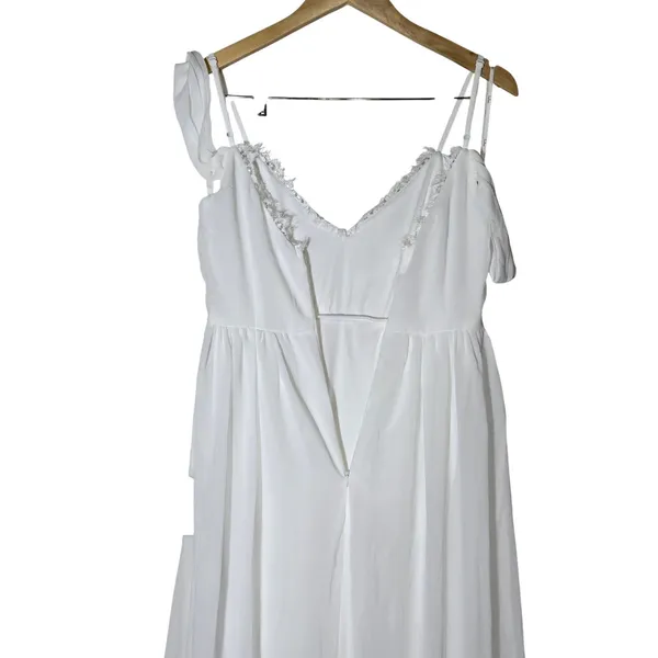 Lulus Marcelyn White Pleated Cold-Shoulder Maxi Dress Medium NWT Wedding Bridal - Image 5