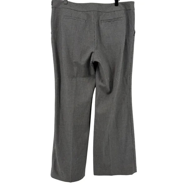 Ann Taylor Loft Marisa Houndstooth Wide Leg Trouser‎ Pants Black White Women 14 - Image 5