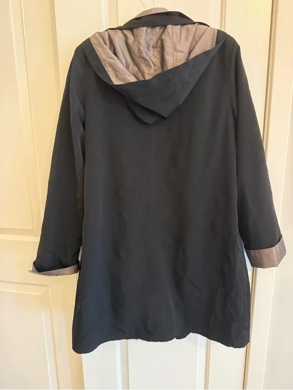 Miss Gallery Black Hooded Coat Jacket Medium Removable Button-In Liner - Image 7