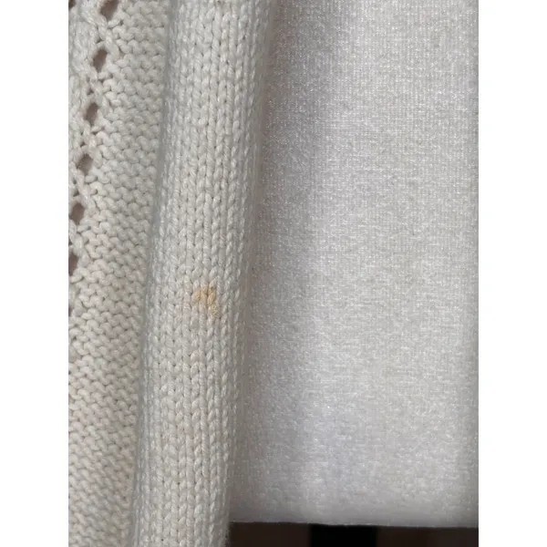 Fossil Cream Pointelle Knit Longline Open Front Duster Cardigan Casual Layer - Image 10