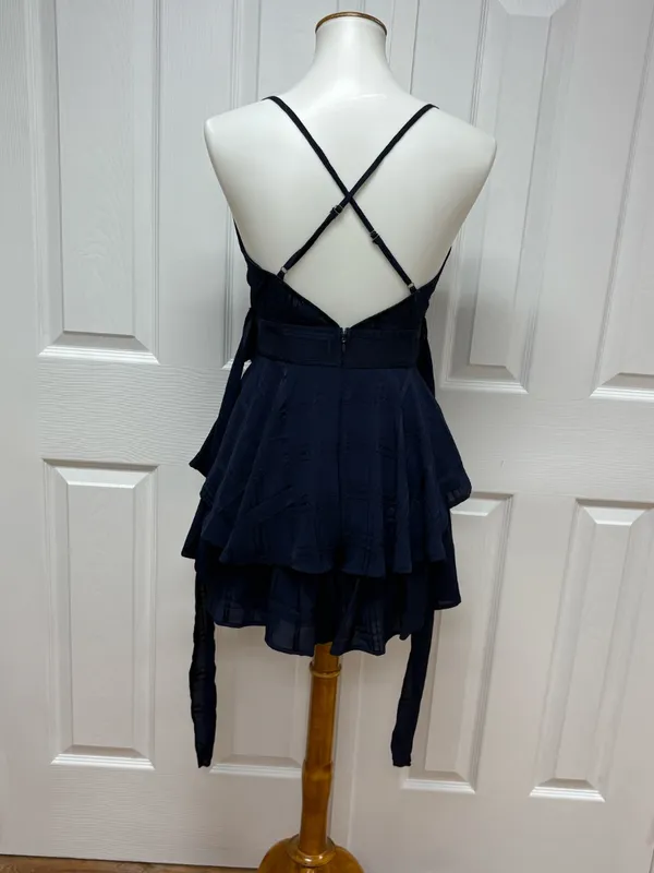 Polly Dress Theodora Navy Romper‎ With Plaid Print - Size 4. - Image 5