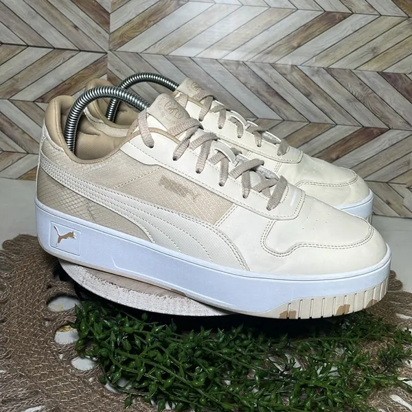 PUMA Carina Street Better Platform Sneakers Cream & White Casual‎ Comfy Leather - Image 2