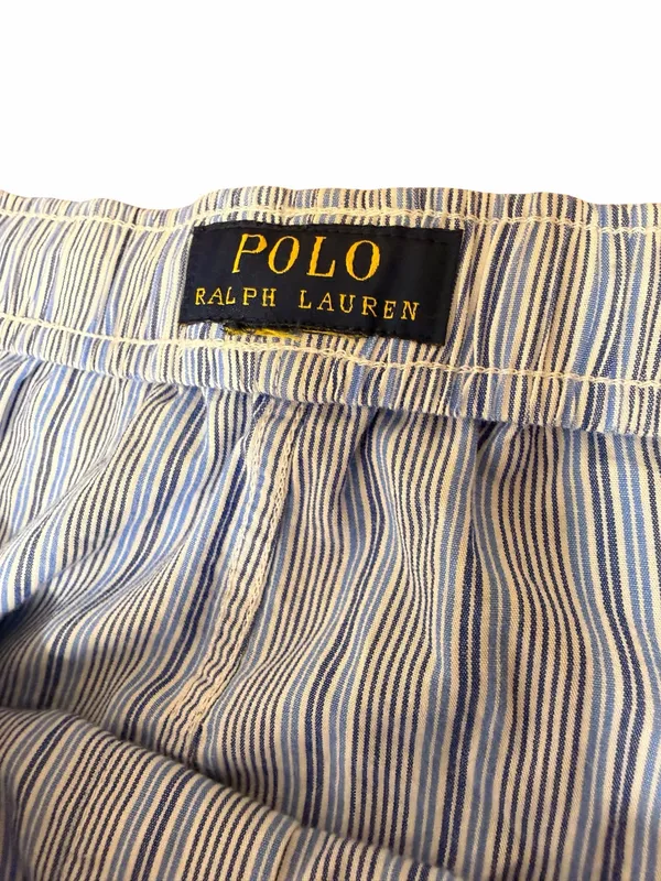Polo Ralph Lauren XXL Blue White Stripe Cotton Pajama Lounge Pants Cropped Pony - Image 5