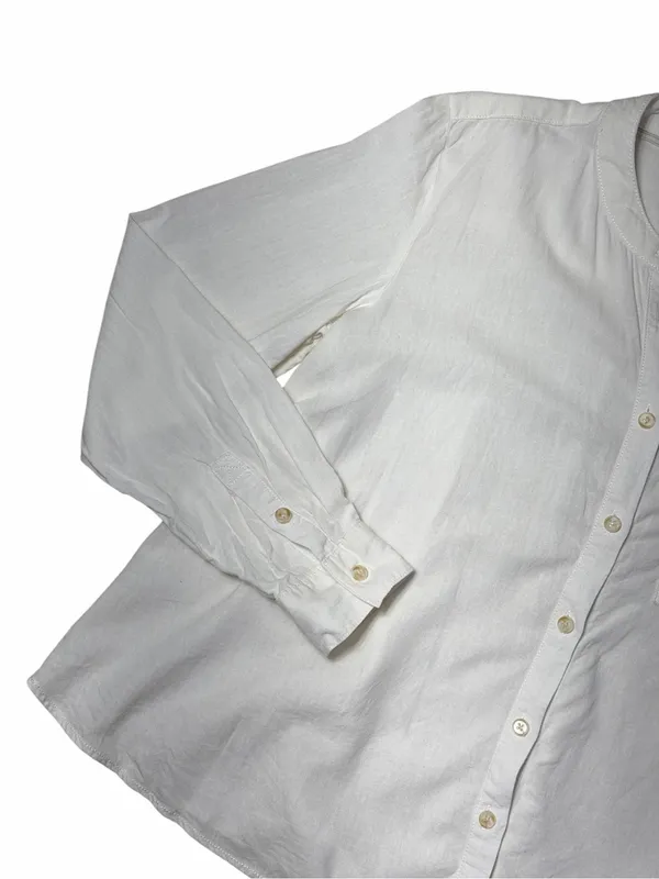 Pilcro Anthropologie White Linen Blend Whitney Long Sleeve Blouse Womens XS - Image 3