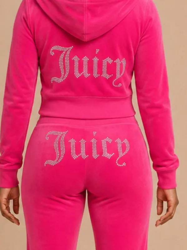 Juicy Couture Pink Velour Tracksuit OG Rhinestone Logo Women’s L NWT - Image 3