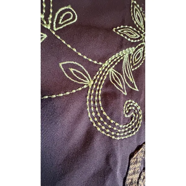 Vintage 90s Y2K Whimsigoth Brown Embroidered A-Line Maxi Skirt Cottagecore Sz 10 - Image 10