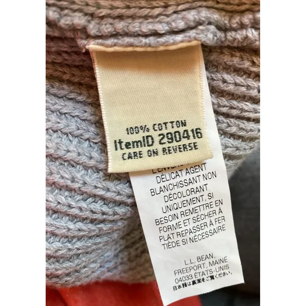 L.L. Bean Grey Cotton Ribbed Knit Pullover Sweater Size XL Fisherman Style - Image 10