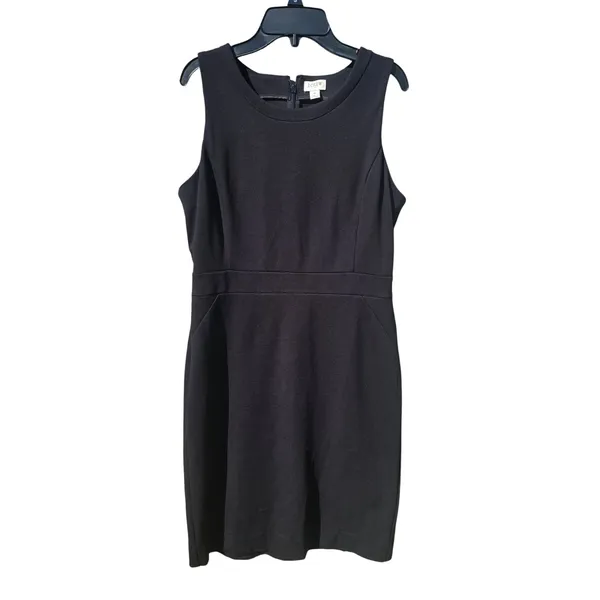 J. Crew -1209 Black‎ Sleeveless Sheath Dress L1378 Ponte Knit Sleeveless Size 8 - Image 2