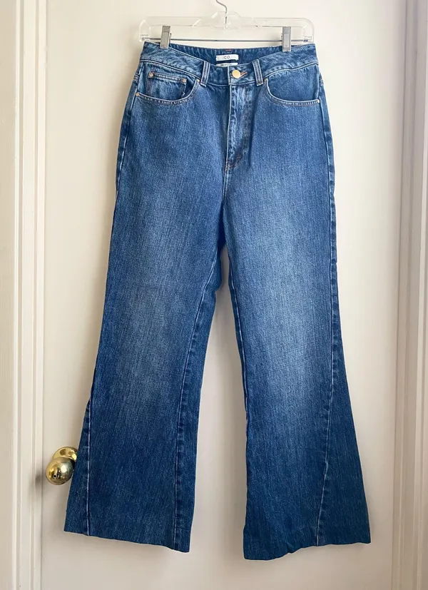 CO Collection High Rise Indigo Enhanced Seam Detail Flare Jeans - Image 3