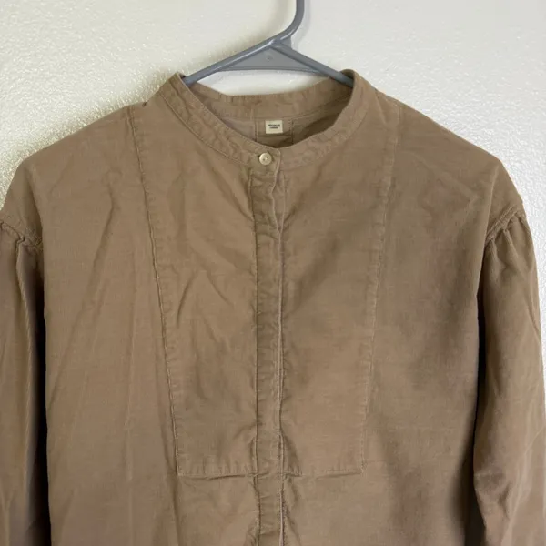 Snidel Button Up Top Womens Size 0 Tan Corduroy Long Sleeve Tie Back Casual * - Image 3