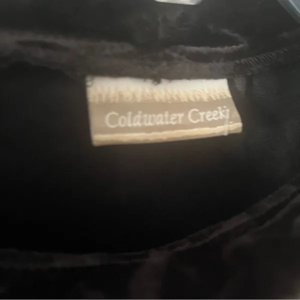Vintage Coldwater Creek Black Velvet Burnout Dress Long Sleeve Midi Textured - Image 4