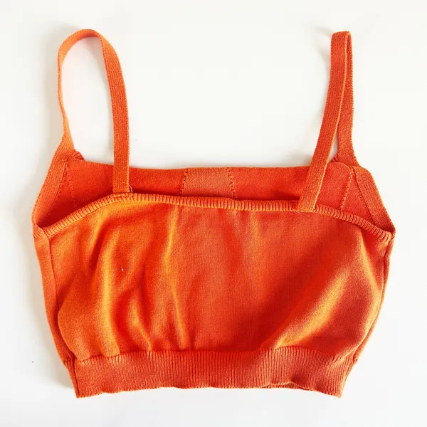Peppermayo Womens Orange Eden Ribbed Knit Summer Festival‎ Crop Top Size S/M - Image 5