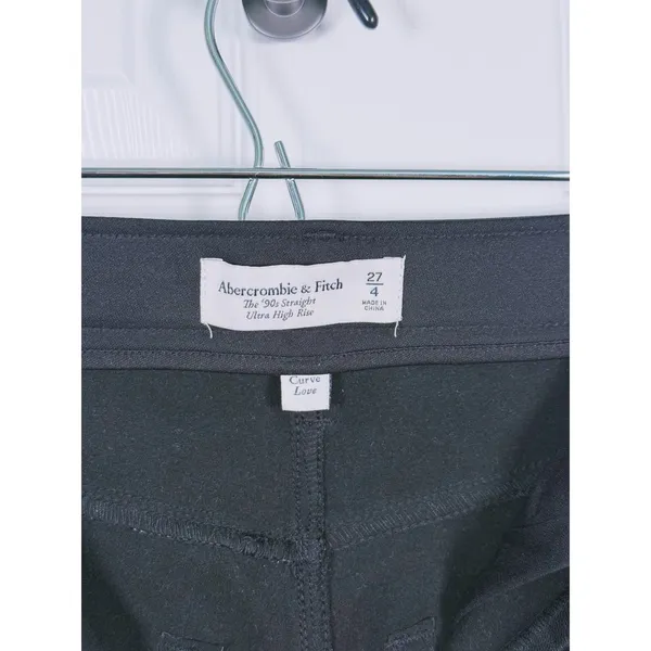 Abercrombie & Fitch Curve Love 90s Straight Faux Leather Pants Size 27 (4) Black - Image 4