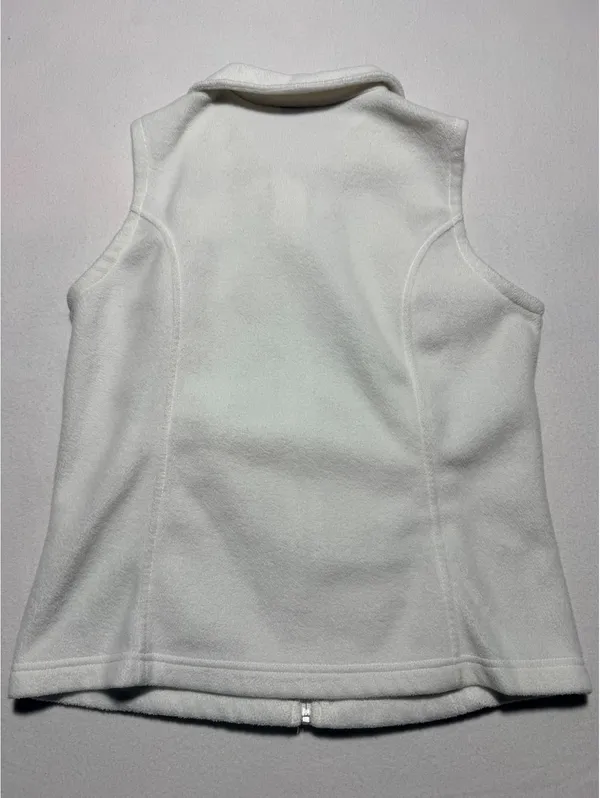 Columbia Sportswear M White Ivory Full Zip Fleece Vest Zippered Pockets - Image 5