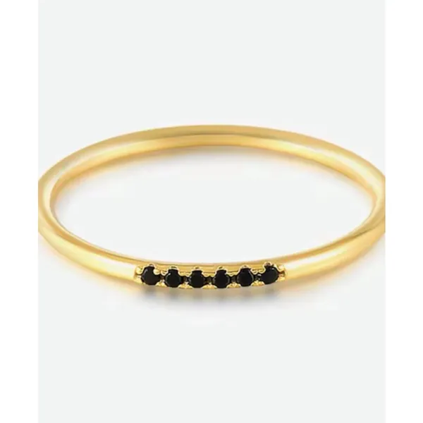 NEW Women's Dainty 14k Gold Plated S925 Black Melee Diamond Ring Size 6‎ - Image 16