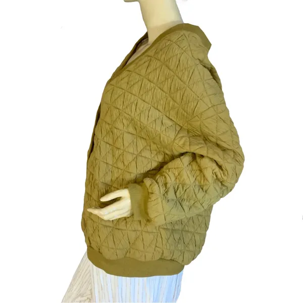 Mecloth Olive Green Quilted Knit V Neck Cardigan (Xl) - Image 3